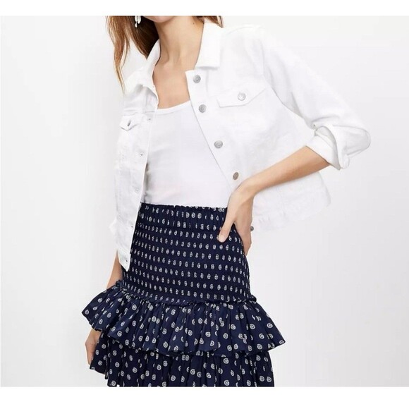LOFT Dresses & Skirts - Loft Shell Smocked Ruffle Mini Skirt Women's Size M